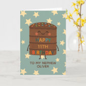 Nephew 11e Verjaardag Schattigee Custom Choco Cake Kaart (Gele Bloem)