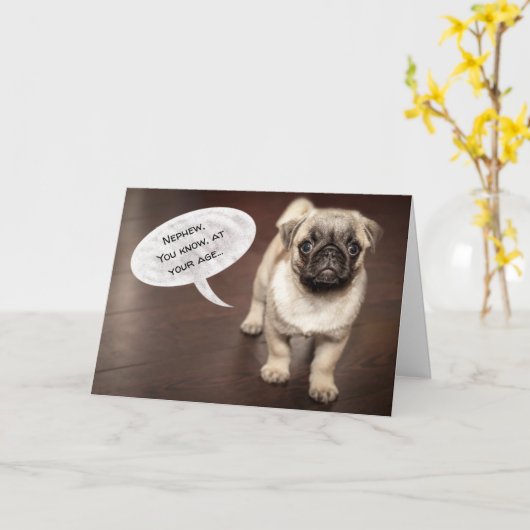 Nephew Funny Chien Carte d'anniversaire (Fleur jaune)