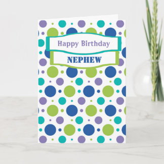 Nephew Niece Blauwe Polka Dot Verjaardag Groeten Kaart