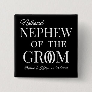 Nephew van de bruidegom bruiloft vierkante button 5,1 cm