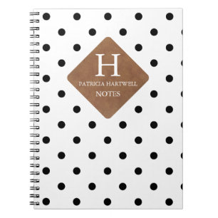 Nepleer patch op chic zwart stippen monogram notitieboek
