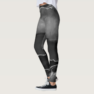 Nepmarmer Agate Elegante Zilveren Glitter Leggings