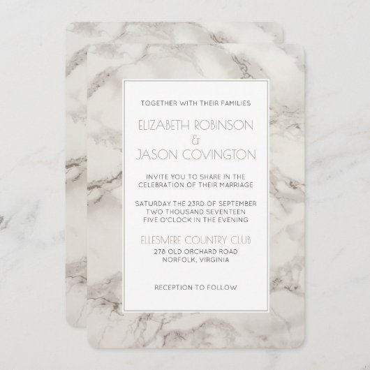 Nepmarmer Albast Moderne Klasse Trouw Uitnodiging (Voorkant / Achterkant)
