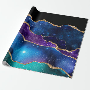 Nepmarmeren agaatsteen Galaxy Glitterend Schittere Cadeaupapier