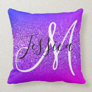 Neppa Paarse Glitter Miami Ombre Monogram Kussen
