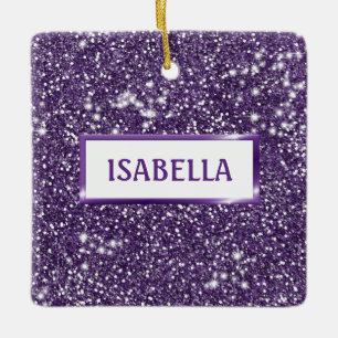 Neppa Paarse Glitter Textuur Uiterlijk Met Naam Keramisch Ornament