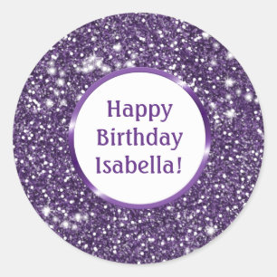 Neppa Paarse Glitter Uiterlijk Aangepaste Gelukkig Ronde Sticker