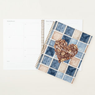 Neppe Blue Denim Crème Eerste Koffiebonen Hart Planner