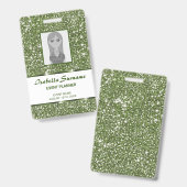 Neppe groene glinsterende textuurlook met aangepas badge (Voor- en achterkant)