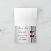 Neppe Zilveren Pailletten Paarse Diamant Boog Beda Bedankkaart (Binnen)