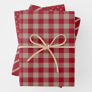 Nepperig kraftpapier met ruitjes, strepen en polka inpakpapier vel