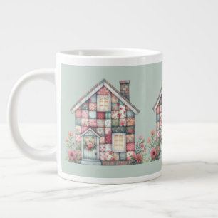 Neppige patchwork-cottagecore-bloemenhuis extra grote beker