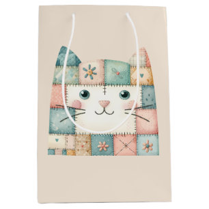 Neppige Patchwork Pastelkleurige Kattengezicht Cot Medium Cadeauzakje