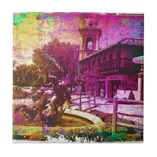  Neptune Fountain Colorful Grunge Tegeltje
