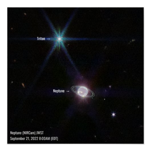 Neptune NIRCam James Webb Space Telescope Foto Perfect Poster (Voorkant)