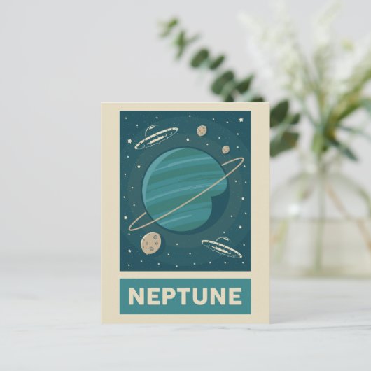 Neptune Retro Galaxy UFO Briefkaart (Staand voorkant)