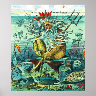 Neptune zit onder zonken wrakken poster