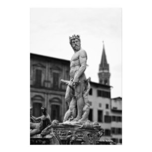 Neptune's standbeeld, Florence, Italië, grote afd Foto Afdruk