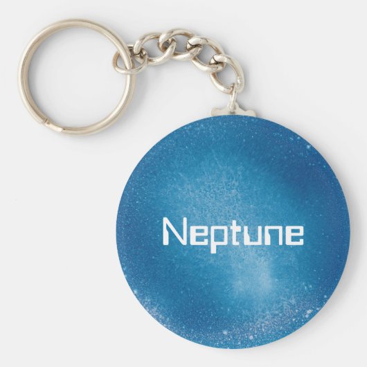 Neptunus Planeet in Middelblauw Sleutelhanger (Voorkant)