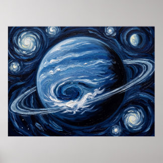 Neptunus Sterrennacht Ruimte Landschap Poster
