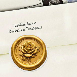 Nepwaszegel Goud Roos Diepe Afdruk Ronde Sticker