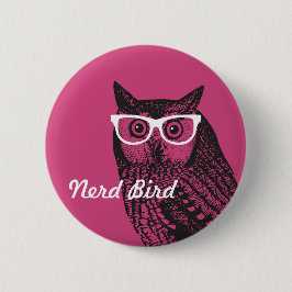Nerd Bird Graphic Owl Button