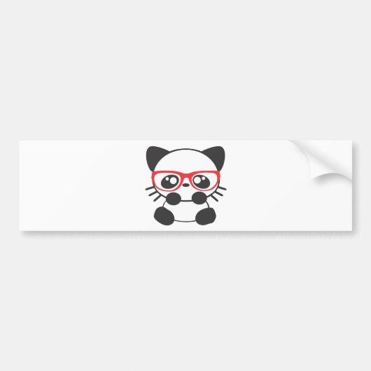 Nerd Cat Bumpersticker (Voorkant)