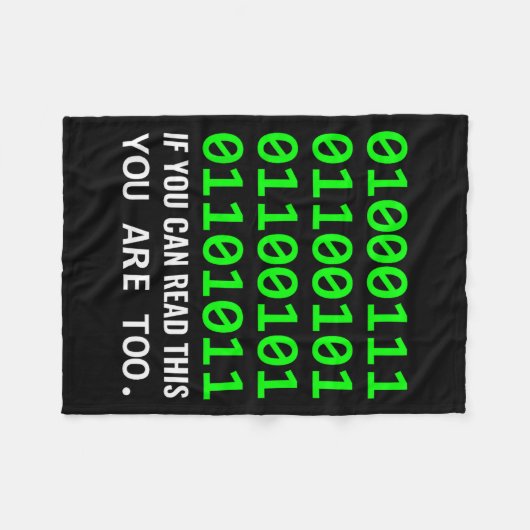 Nerd Computer Binaire Code Softwareontwikkelaar Fleece Deken (Voorkant (Horizontaal))