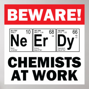 nerd-elementen-chemicus op het werkbord poster