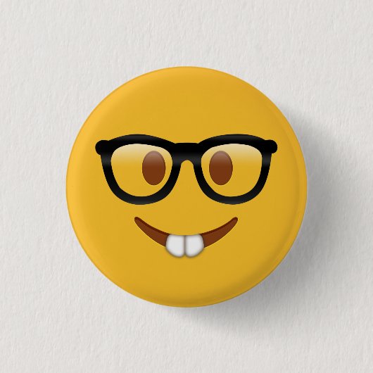Nerd Emoji Ronde Button 3,2 Cm (Voorkant)