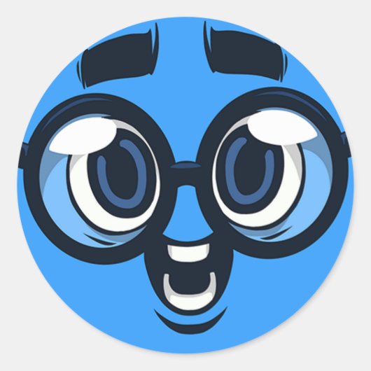 Nerd Emoji Ronde Sticker (Voorkant)