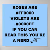 Nerd Geek Poetry Funny Poster Sign. (Voorkant)