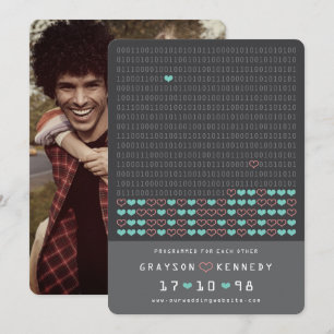 Nerd Geprogrammeerd Voor Liefde Binaire Code Bewaa Save The Date