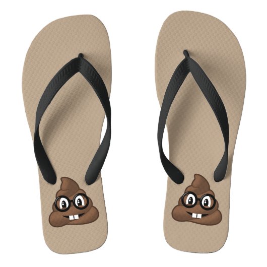 Nerd Glasses Poop Emoji Teenslippers (Voetbed)