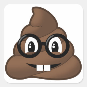 Nerd Glasses Poop Emoji Vierkante Sticker