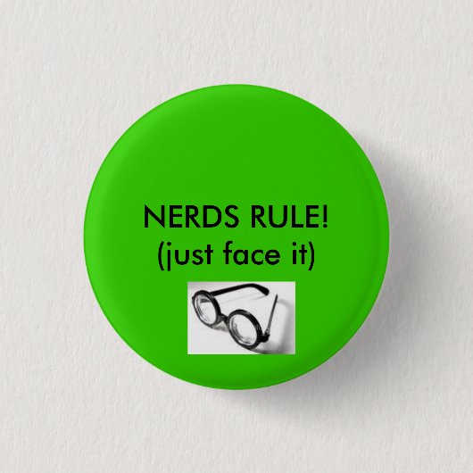 Nerd glazen, NERDS RULE! Ronde Button 3,2 Cm (Voorkant)
