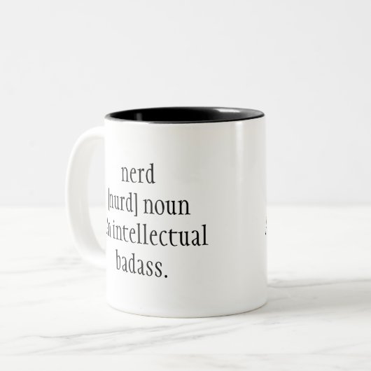 nerd ( koesterd ) noun An intellectuele badass . F Tweekleurige Koffiemok (Voorkant links)