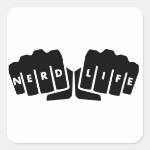 Nerd Life Knuckle-Tattoo Vierkante Sticker