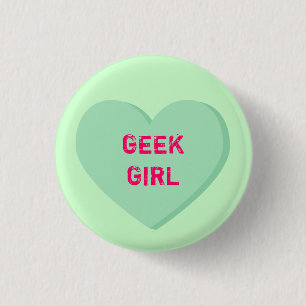 Nerd Meisje Hart Ronde Button 3,2 Cm