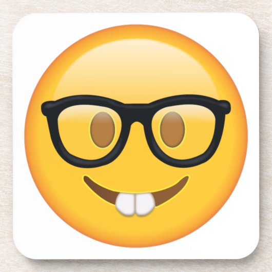 Nerd met bril - Emoji Onderzetter (Voorkant)