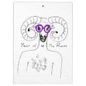 Nerd Ram Aries Chinese Astrology Zodiac Clipboard Klembord (Achterkant)
