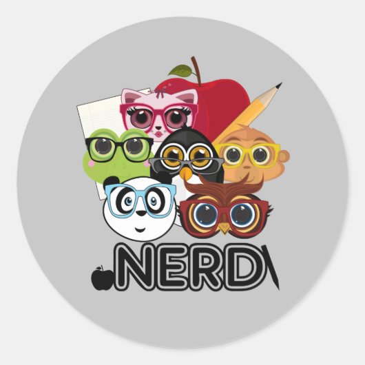Nerd Ronde Sticker (Voorkant)