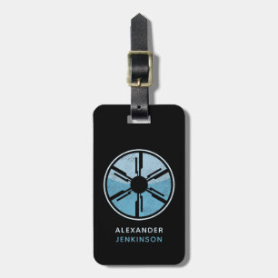 Nerd SciFi Gedistingeerd Futuristische Ruimte Blau Bagagelabel