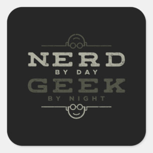 Nerd tegen Dag Geek bij nacht Vierkante Sticker