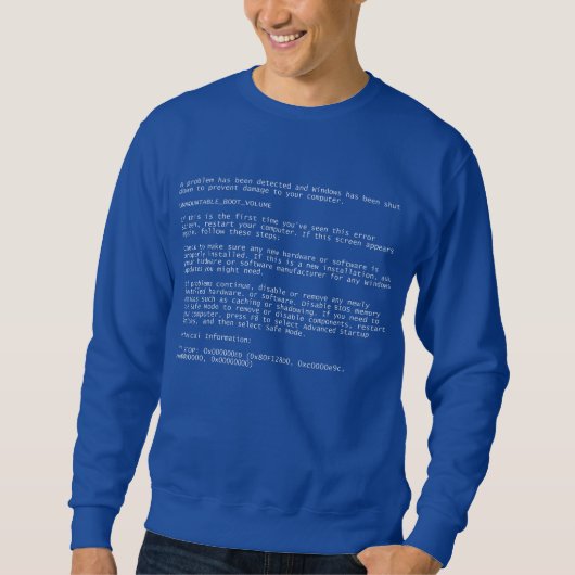 Nerd Windows Blue Screen of Death Error (EN) Trui (Voorkant)