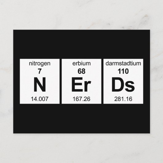 NErDs Periodieke Tabel Briefkaart (Voorkant)
