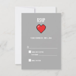 Nerdy 8 bit hart RSVP Kaartje