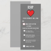 Nerdy 8-bits Bride & Groom RSVP Menu (Voorkant / Achterkant)