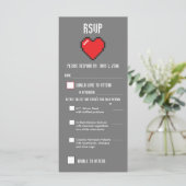 Nerdy 8-bits Bride & Groom RSVP Menu (Staand voorkant)