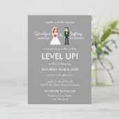 Nerdy 8-bits Bride & Groom Wedding Invitation Kaart (Staand voorkant)